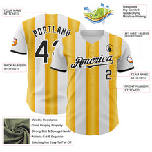 Load image into Gallery viewer, Custom White Black-Gold Gradient Vertical Stripe Argentina Style Authentic Baseball Jersey