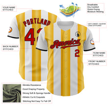 Charger l'image dans la galerie, Custom White Red Gold-Black Gradient Vertical Stripe Argentina Style Authentic Baseball Jersey