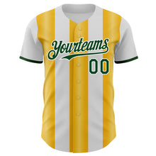 Charger l'image dans la galerie, Custom White Green-Gold Gradient Vertical Stripe Argentina Style Authentic Baseball Jersey
