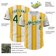 Charger l'image dans la galerie, Custom White Green-Gold Gradient Vertical Stripe Argentina Style Authentic Baseball Jersey