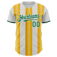 Charger l'image dans la galerie, Custom White Kelly Green-Gold Gradient Vertical Stripe Argentina Style Authentic Baseball Jersey