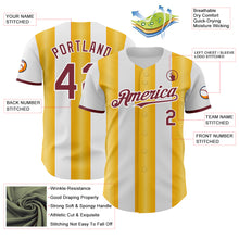 Load image into Gallery viewer, Custom White Burgundy-Gold Gradient Vertical Stripe Argentina Style Authentic Baseball Jersey