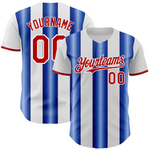 Загрузить изображение в средство просмотра галереи, Custom White Red-Royal Gradient Vertical Stripe Argentina Style Authentic Baseball Jersey