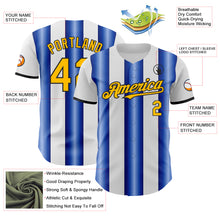 Charger l'image dans la galerie, Custom White Gold Royal-Black Gradient Vertical Stripe Argentina Style Authentic Baseball Jersey