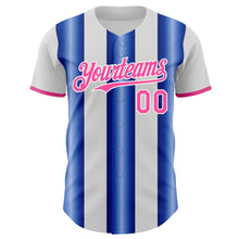 Charger l'image dans la galerie, Custom White Pink-Royal Gradient Vertical Stripe Argentina Style Authentic Baseball Jersey