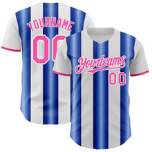 Charger l'image dans la galerie, Custom White Pink-Royal Gradient Vertical Stripe Argentina Style Authentic Baseball Jersey
