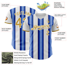 Load image into Gallery viewer, Custom White Old Gold-Royal Gradient Vertical Stripe Argentina Style Authentic Baseball Jersey