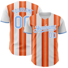 Load image into Gallery viewer, Custom White Light Blue-Orange Gradient Vertical Stripe Argentina Style Authentic Baseball Jersey