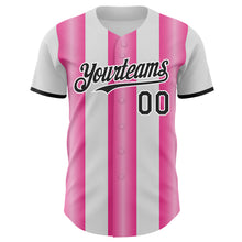 Load image into Gallery viewer, Custom White Black-Pink Gradient Vertical Stripe Argentina Style Authentic Baseball Jersey