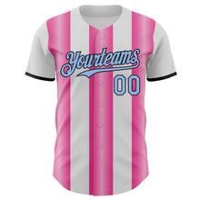 Load image into Gallery viewer, Custom White Light Blue Pink-Black Gradient Vertical Stripe Argentina Style Authentic Baseball Jersey