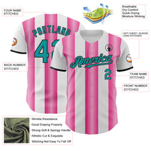 Load image into Gallery viewer, Custom White Teal Pink-Black Gradient Vertical Stripe Argentina Style Authentic Baseball Jersey