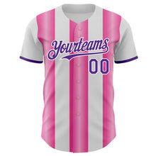 Load image into Gallery viewer, Custom White Purple-Pink Gradient Vertical Stripe Argentina Style Authentic Baseball Jersey
