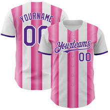Load image into Gallery viewer, Custom White Purple-Pink Gradient Vertical Stripe Argentina Style Authentic Baseball Jersey