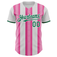 Charger l'image dans la galerie, Custom White Kelly Green-Pink Gradient Vertical Stripe Argentina Style Authentic Baseball Jersey