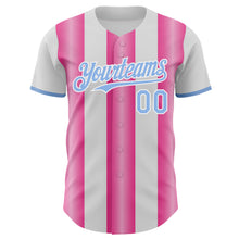 Load image into Gallery viewer, Custom White Light Blue-Pink Gradient Vertical Stripe Argentina Style Authentic Baseball Jersey