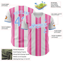 Load image into Gallery viewer, Custom White Light Blue-Pink Gradient Vertical Stripe Argentina Style Authentic Baseball Jersey