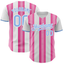 Load image into Gallery viewer, Custom White Light Blue-Pink Gradient Vertical Stripe Argentina Style Authentic Baseball Jersey