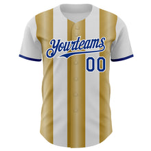 Charger l'image dans la galerie, Custom White Royal-Old Gold Gradient Vertical Stripe Argentina Style Authentic Baseball Jersey