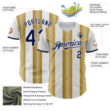 Charger l'image dans la galerie, Custom White Navy-Old Gold Gradient Vertical Stripe Argentina Style Authentic Baseball Jersey