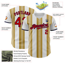 Load image into Gallery viewer, Custom White Red Old Gold-Navy Gradient Vertical Stripe Argentina Style Authentic Baseball Jersey