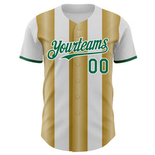 Charger l'image dans la galerie, Custom White Kelly Green-Old Gold Gradient Vertical Stripe Argentina Style Authentic Baseball Jersey