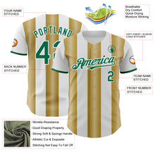 Charger l'image dans la galerie, Custom White Kelly Green-Old Gold Gradient Vertical Stripe Argentina Style Authentic Baseball Jersey