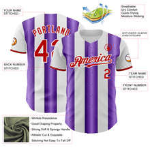 Загрузить изображение в средство просмотра галереи, Custom White Red-Purple Gradient Vertical Stripe Argentina Style Authentic Baseball Jersey