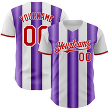 Загрузить изображение в средство просмотра галереи, Custom White Red-Purple Gradient Vertical Stripe Argentina Style Authentic Baseball Jersey