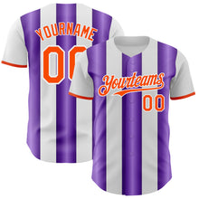 Load image into Gallery viewer, Custom White Orange-Purple Gradient Vertical Stripe Argentina Style Authentic Baseball Jersey