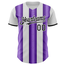Load image into Gallery viewer, Custom White Black-Purple Gradient Vertical Stripe Argentina Style Authentic Baseball Jersey