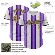 Загрузить изображение в средство просмотра галереи, Custom White Old Gold Purple-Black Gradient Vertical Stripe Argentina Style Authentic Baseball Jersey