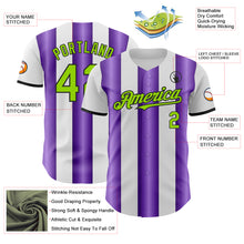 Charger l'image dans la galerie, Custom White Neon Green Purple-Black Gradient Vertical Stripe Argentina Style Authentic Baseball Jersey