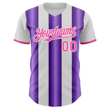 Charger l'image dans la galerie, Custom White Pink-Purple Gradient Vertical Stripe Argentina Style Authentic Baseball Jersey