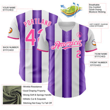 Charger l'image dans la galerie, Custom White Pink-Purple Gradient Vertical Stripe Argentina Style Authentic Baseball Jersey
