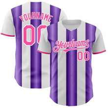 Charger l'image dans la galerie, Custom White Pink-Purple Gradient Vertical Stripe Argentina Style Authentic Baseball Jersey
