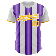 Charger l'image dans la galerie, Custom White Gold-Purple Gradient Vertical Stripe Argentina Style Authentic Baseball Jersey