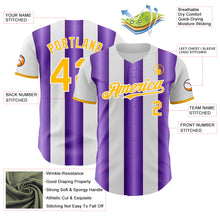 Charger l'image dans la galerie, Custom White Gold-Purple Gradient Vertical Stripe Argentina Style Authentic Baseball Jersey
