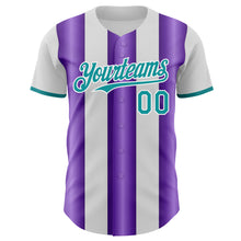 Загрузить изображение в средство просмотра галереи, Custom White Teal-Purple Gradient Vertical Stripe Argentina Style Authentic Baseball Jersey