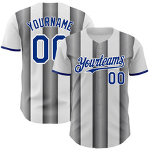 Загрузить изображение в средство просмотра галереи, Custom White Royal-Steel Gray Gradient Vertical Stripe Argentina Style Authentic Baseball Jersey