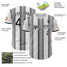 Charger l'image dans la galerie, Custom White Black-Steel Gray Gradient Vertical Stripe Argentina Style Authentic Baseball Jersey