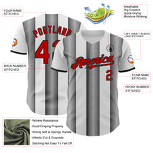 Charger l'image dans la galerie, Custom White Red Steel Gray-Black Gradient Vertical Stripe Argentina Style Authentic Baseball Jersey