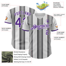 Laden Sie das Bild in den Galerie-Viewer, Custom White Purple-Steel Gray Gradient Vertical Stripe Argentina Style Authentic Baseball Jersey