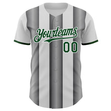 Charger l'image dans la galerie, Custom White Green-Steel Gray Gradient Vertical Stripe Argentina Style Authentic Baseball Jersey