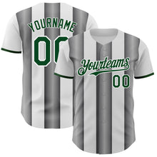 Charger l'image dans la galerie, Custom White Green-Steel Gray Gradient Vertical Stripe Argentina Style Authentic Baseball Jersey