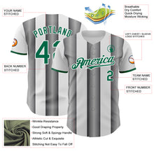 Charger l'image dans la galerie, Custom White Kelly Green-Steel Gray Gradient Vertical Stripe Argentina Style Authentic Baseball Jersey