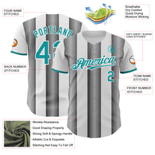 Загрузить изображение в средство просмотра галереи, Custom White Teal-Steel Gray Gradient Vertical Stripe Argentina Style Authentic Baseball Jersey