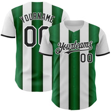 Load image into Gallery viewer, Custom White Black-Green Gradient Vertical Stripe Argentina Style Authentic Baseball Jersey
