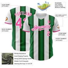 Charger l'image dans la galerie, Custom White Pink-Green Gradient Vertical Stripe Argentina Style Authentic Baseball Jersey
