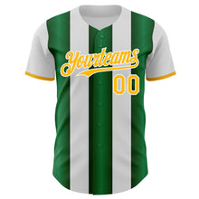 Charger l'image dans la galerie, Custom White Gold-Green Gradient Vertical Stripe Argentina Style Authentic Baseball Jersey