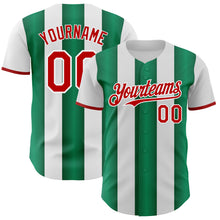 Загрузить изображение в средство просмотра галереи, Custom White Red-Kelly Green Gradient Vertical Stripe Argentina Style Authentic Baseball Jersey